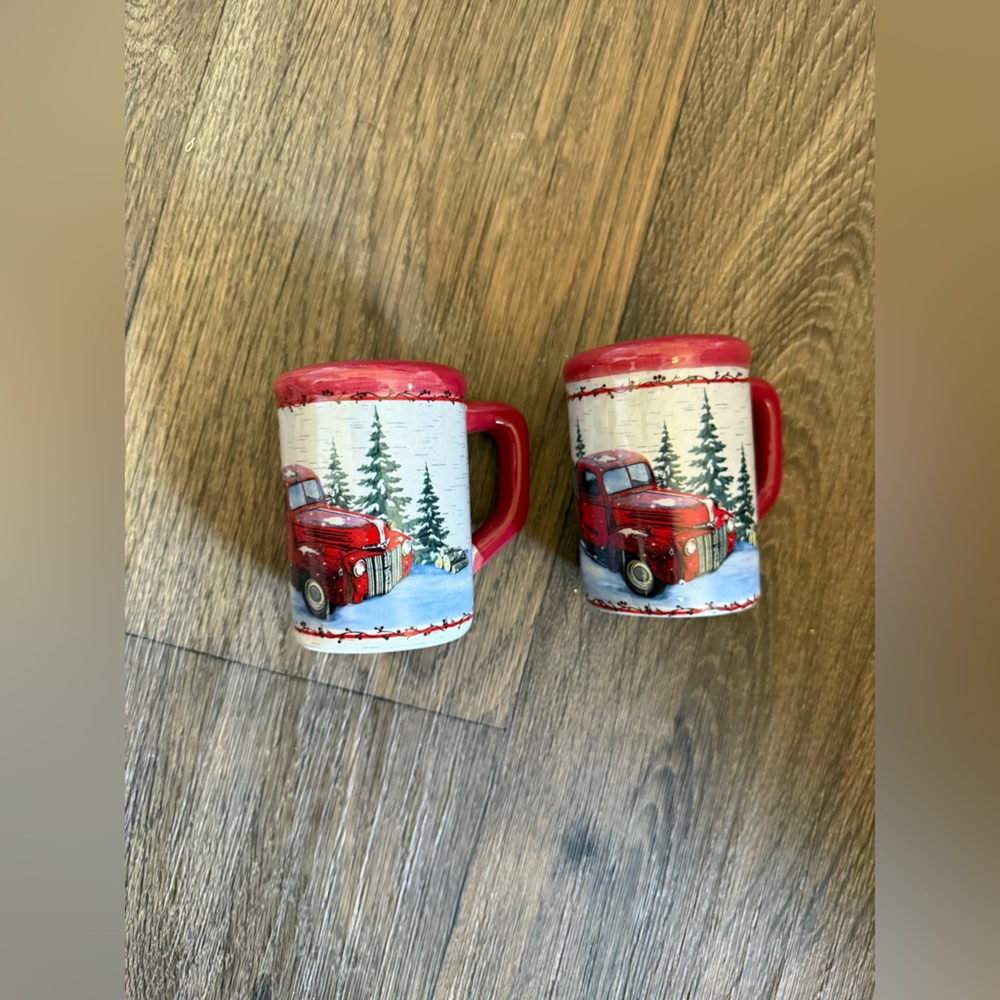 Ceramic Christmas Truck Salt & Pepper Shakers- 2 piece set